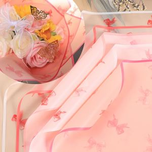 New Design 58*58cm/pcs Red Bowknot <b>Pattern</b> Printed Flower Wrapping <b>Paper</b> Waterproof Plastic Bouquet Packaging <b>Paper</b> - Product Image 5
