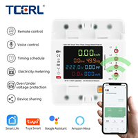 Compteur d'énergie intelligent bidirectionnel triphasé Tuya WiFi, compteur de puissance kWh, protection contre les fuites de tension, relais de protection contre les surintensités, modèle à limite de courant