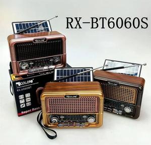 Radio rétro multi-bandes FM AM SW avec lumière disco LED, lecteur USB TF, rechargeable, design imitation bois avec poignée - Product Image 1