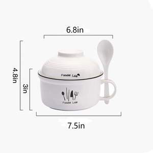 Bols à soupe 34.5oz avec poignées et cuillères, bol à ramen en céramique avec couvercle, grandes tasses à soupe pour nouilles instantanées, grands bols à céréales - Product Image 2