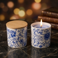 Nouveau design – Vente en gros de pots à bougies en céramique de luxe vides avec logo décalé et couvercle en bois
