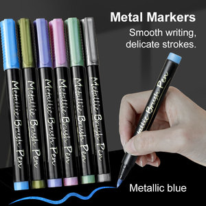 Vente chaude Métallique <span class=keywords><strong>Peinture</strong></span> Marqueurs Pinceau Pointe Art Permanent Métallique Encre Marqueur Stylos pour Rock <span class=keywords><strong>Peinture</strong></span> <span class=keywords><strong>Noir</strong></span> Papier Photo - Product Image 3
