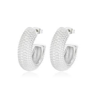 ต่างหูครึ่งวงกลมแบบหนีบลายเกล็ดปลาสแตนเลสชิไห่สำหรับผู้หญิง - Product Image 6