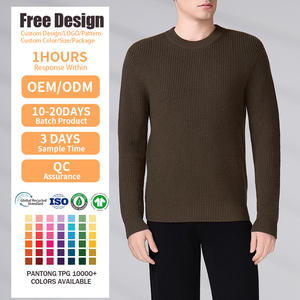 Custom GOTS Men Knitwear Long Sleeve Knitted <b>Jumper</b> Winter Vintage Cotton <b>Pullover</b> Crew Neck Sweater - Product Image 1