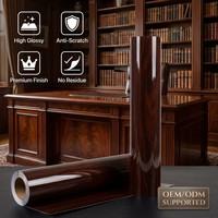 Vinilo Adhesivo con Efecto Madera Brillante para Muebles, con Tecnología Air Release y Sin Burbujas, para Escritorios de Oficina, Renovación de Interiores de Autocaravanas, Envío Rápido