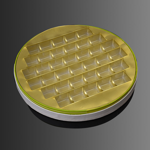 36Holes New Style Disposable Custom Round Printed PET Plastic Blister Cavity Insert Packaging Box Gold Chocolate Insert Tray