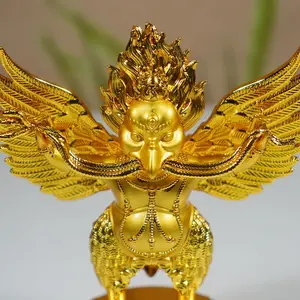 Золотое крыло, Roc Будда, 4-дюймовая позолоченная, лотос, пьедестал, защита Будды, Будды, Roc, Золотое крыло, птица