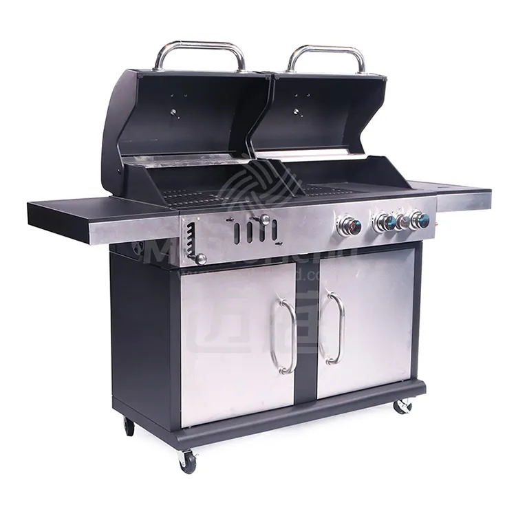 Combinazione combinata di carbone di legna griglie per Barbecue ibride a Gas per Barbecue con bruciatore a infrarossi per attrezzature da cucina all'aperto
