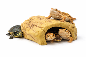 Grande grotte de roche pour reptiles avec plateforme de basking pour dragons barbus, geckos, serpents, tortues – Abri de terrarium - Product Image 1