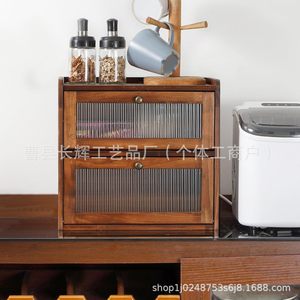 Boîte à pain en bois massif à double couche, tiroir de rangement de cuisine, anti-humidité, pour utilisation sur le bureau - Product Image 3