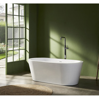 Baignoire ovale autoportante en acrylique MC8008, design écologique, profondeur de trempage optimale, avec drain, idéale pour appartements et hôtels