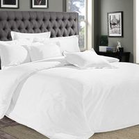 Parure de lit 4 pièces en coton tissé uni 100 % coton, écologique, respirante, 300 fils, taille King, avec drap-housse, housse de couette et taies d'oreiller, toutes saisons