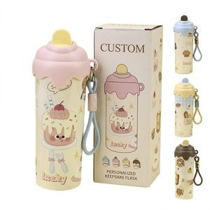 Simpatico Bicchiere Termico in Acciaio Inox 316 da 20oz con Design a Cartone Animato per Gelato, con Coperchio e Manico per Bambini e Donne - Product Image 1