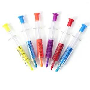 Vente en gros directe de seringues personnalisées de bonne qualité à têtes multicolores stylos à eau et marqueurs de surligneur pour le dessin