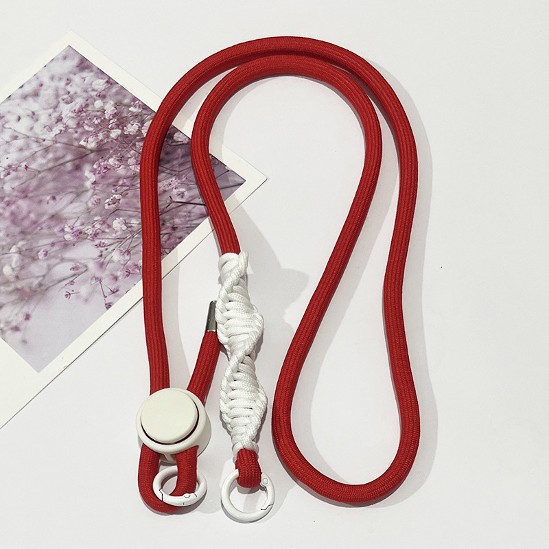 Cuerda roja con nudo blanco.