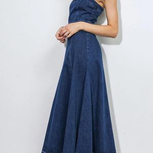 Nuevo Vestido de Mezclilla de Verano de Alta Calidad, Estilo Noble sin Tirantes, Lavado Sexy y Elegante, Vestidos Largos de Jeans - Product Image 6