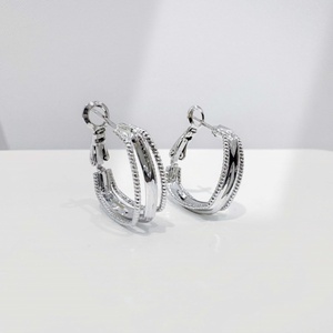 custom plata 925 sterling <b>silver</b> Geometric <b>Hoop</b> Earring chunky polish simple rhodium plated everyday wear hiphop korean earrings - Product Image 3