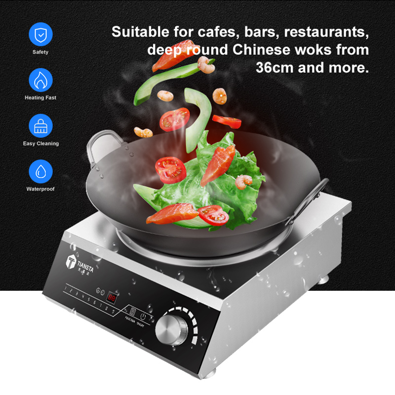 Commercial 3.5KW Stainless Steel Countertop Commercial Wok Induction Cooker