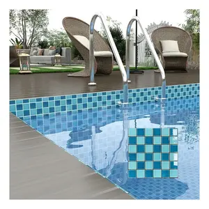 Azulejo de piscina barato para venda, design mosaico de cerâmica azul da cor misturada