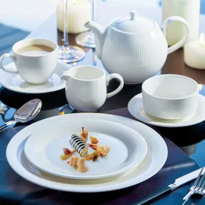 Produsen Cina Set Alat Makan Dapur Restoran Porselen Keramik Gaya Eropa Putih