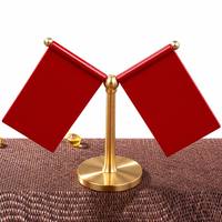 Support de drapeau de bureau carré de luxe en laiton, base en métal doré, décoration de table, personnalisable, présentoir de mini-drapeau, impression typographique