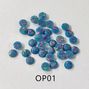 Cuentas de Ópalo Sintético con Corte Cabujón Redondo de Color, Piedras Preciosas Sueltas de Ópalo de Fuego con Parte Posterior Plana para Joyería - Product Image 3