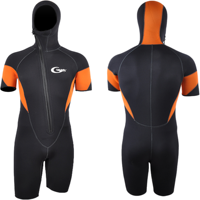 Combinaison de plongée en néoprène à manches courtes avec capuche et fermeture éclair avant de 5 mm, logo imprimé, séchage rapide, pour le surf et la plongée, disponible en grandes tailles