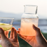 Nouveau style clair Une personne buvant bouteille d'eau froide ensemble jus thé bière Carafe verre pichet cruche ensemble avec tasse