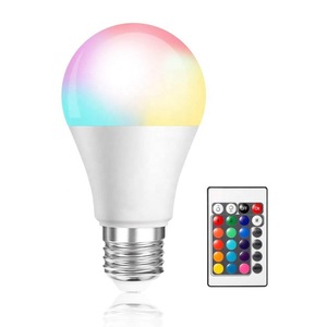หลอดไฟ LED อัจฉริยะ A60 RGB ขั้ว E27 ควบคุมสีผ่านรีโมท เปลี่ยนสีได้ สำหรับตกแต่งบ้าน ให้แสงสว่างโดยรอบ - Product Image 1