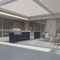 Cuisine extérieure moderne et écologique en acier inoxydable sur mesure avec four 304 et crédence îlot