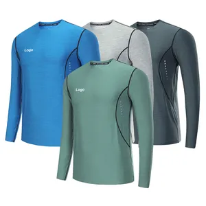 T-Shirt de sport à manches longues pour hommes, Compression sous la couche de Base, haut de course, séchage rapide, personnalisé