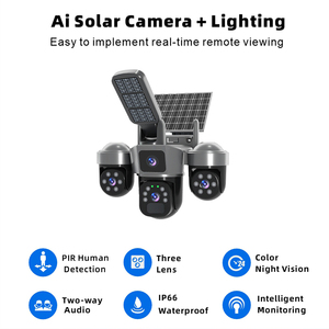Cámara Solar 4G Wistino <span class=keywords><strong>V380</strong></span> de 9MP, Cámara de Seguridad CCTV con Energía Solar, Red 4G, PTZ, Triple Lente, Cámara Solar WIFI - Product Image 1