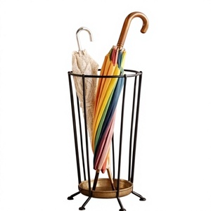 Paragüero decorativo de hierro con base de latón antiguo, capacidad para un paraguas, para decoración del hogar, tipo de suelo, estilo vintage - Product Image 1