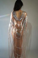 Robe de banquet sexy transparente à paillettes dorées pour femmes enceintes Costume de chanteuse Photoshoot Robe de bal pour femmes, soirée longue