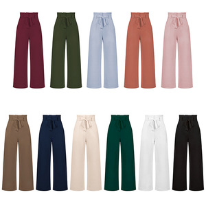 Pantalons habillés pour femmes à la mode Pantalons élégants à jambes larges Pantalons de navettage ceinturés à fermeture éclair pour l'été - Product Image 2