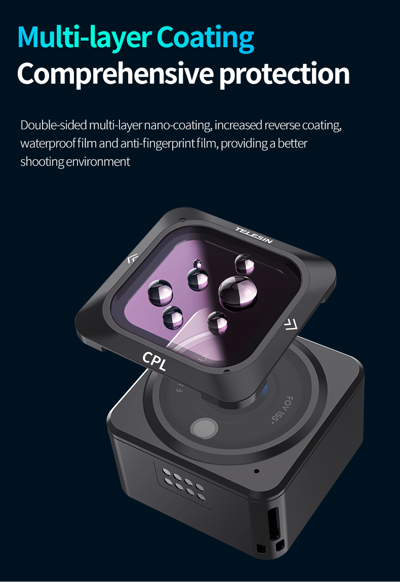 Telesin 4-Pack Magnetic CPL and ND8/16/32 lens filter kit Camera Lens Filter for DJI Action 2