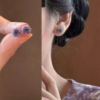 Nouvelles boucles d'oreilles pendantes en forme de rose séchée tie-dye pour femmes, imitation aiguille en argent, bijoux en plastique doux et féeriques, style féminin et cœur de fée