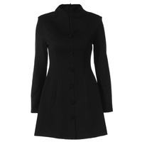 Nouvelle Robe Blazer Femme Automne Hiver 2026 à Boutonnage Simple, Taille Haute, Col Semi-Montant, Manches Longues, Mini-Robe Sexy
