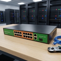 Switch réseau Gigabit 19 ports 10/100/1000 Mbps avec 1 SFP, montage en rack, 38 Gbit/s, Plug and Play, QoS, empilable pour caméra IP NVR