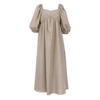 Enyami printemps automne tenues romantique Chic Femme coton lin femmes Shorts manches bouffantes dames casual a-ligne robe mi-longue