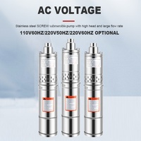 Pompe à vis 220v 50hz 550w corps de pompe 1 "diamètre tête haute en acier inoxydable puits profond vis pompe submersible