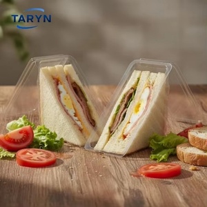 Boîtes à emporter triangulaires transparentes jetables en plastique PET pour l'emballage alimentaire, boîtes à sandwich avec couvercles à charnières - Product Image 5