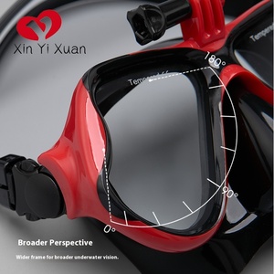 Máscara de buceo con doble lente de vidrio templado antivaho ajustable para adultos, para deportes acuáticos y snorkel - Product Image 3