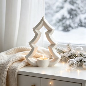 Portavelas de árbol de Navidad nórdico, impreso en 3D, hueco, rojo, verde, blanco, decoración de ventana, hogar, sala de estar, regalo de invierno - Product Image 6