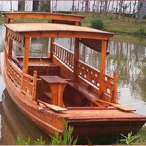 Bote Turístico de Madera de 6 Metros con Toldo Alto y Bajo, Remo Manual y Eléctrico, para Uso en Hoteles y Resorts - Product Image 5