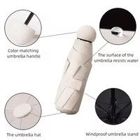 Parapluie de voyage minimaliste pliable en cinq sections, petit et compact, protection UV, léger, tube en fer, ouverture manuelle, format de poche
