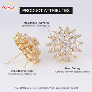 Pendientes de tuerca personalizados de plata de ley 925 chapados en oro clásico con moissanita de corte pera para mujer, unisex, regalo, certificados por terceros - Product Image 3