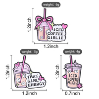 Ensemble de broches émaillées mignonnes en forme de café glacé, rose, pour décoration de sac à dos