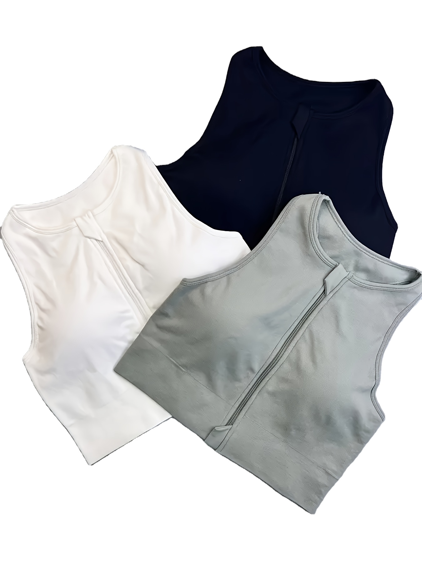 Wholesale Breathable Zip Round Neck Quick Dry Crop Top Women Sports Slim Fit Yoga Fitness Workout Tank Tops