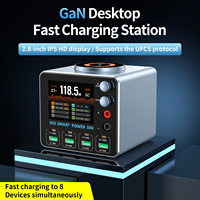 Cargador Magnético Rápido USB-C PD3.0 QC de 140w y 8 Puertos para Laptops, Fuente de Alimentación Regulada de Laboratorio de 2.7-24v CC Ajustable